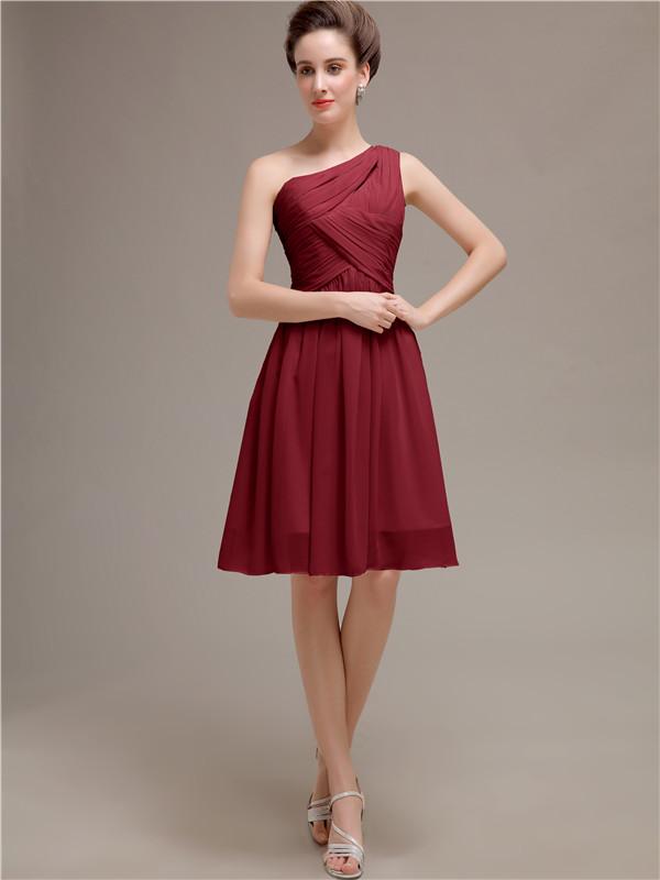 One Shoulder Short A-Line Bridesmaid Dresses