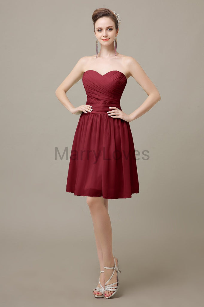 Sweetheart Short Chiffon Bridesmaid Dresses