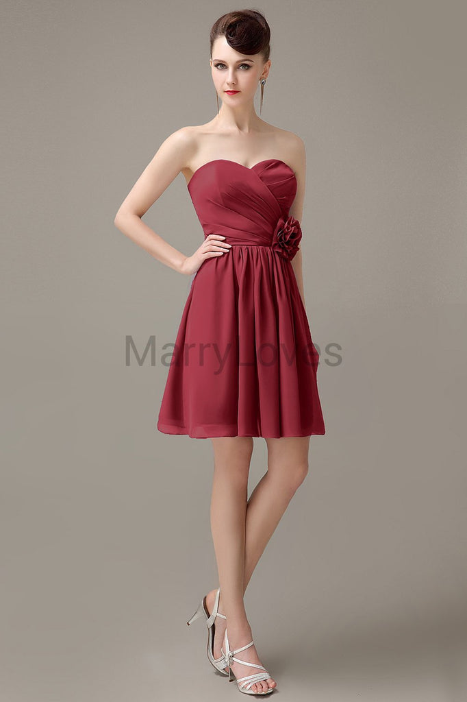 Sweetheart Chiffon Short Bridesmaid Dresses