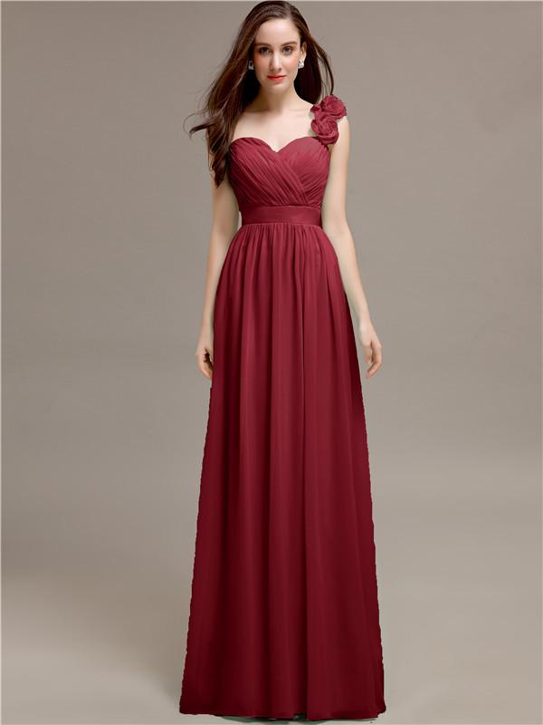 Sweetheart A-line Flower Appliques Bridesmaid Dresses