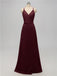 V Neck Satin Floor Length Bridesmaid Dresses