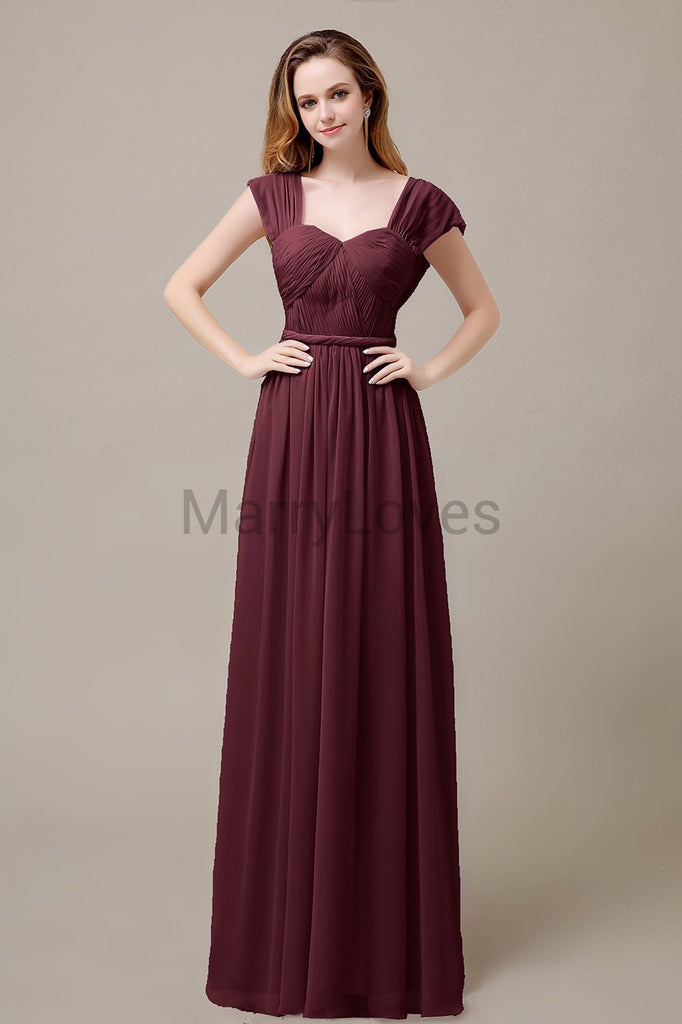 Floor Length Chiffon Bridesmaid Dresses with Pleated