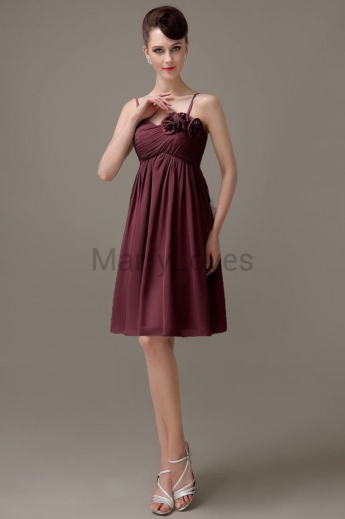 Spaghetti Strap Chiffon Short Bridesmaid Dresses