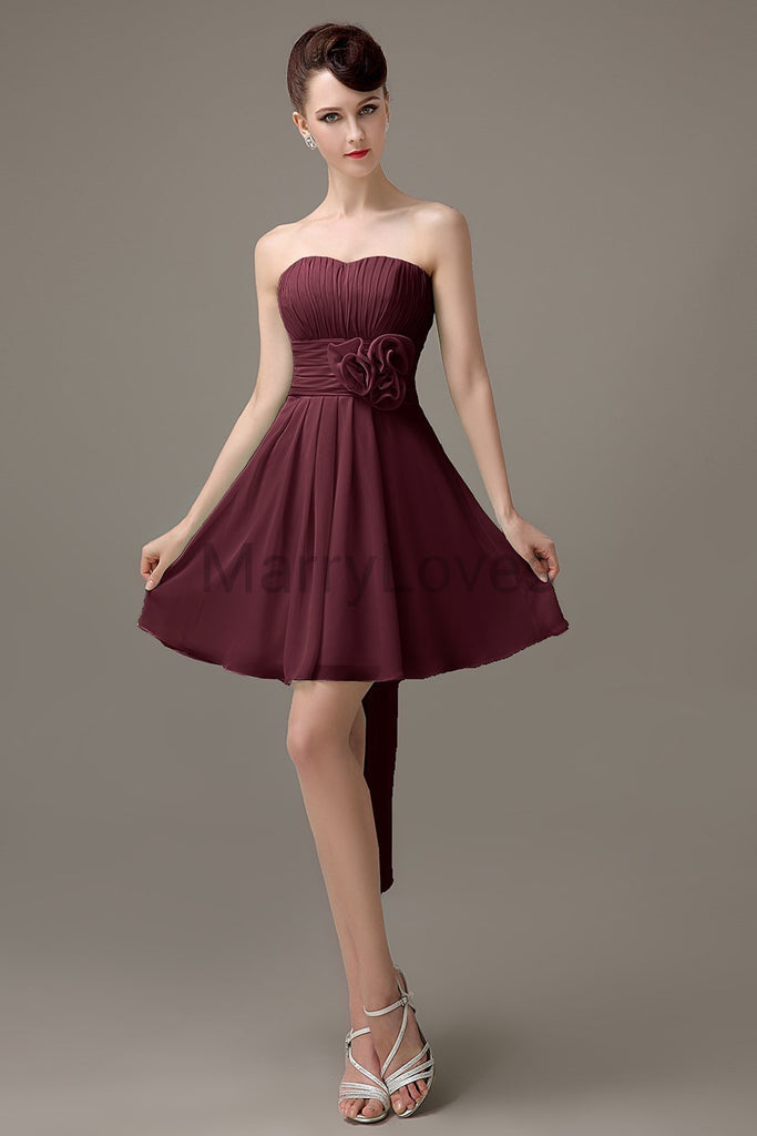 Strapless Pleats Chiffon Bridesmaid Dresses