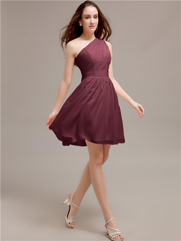 One Shoulder Short A-Line Bridesmaid Dresses