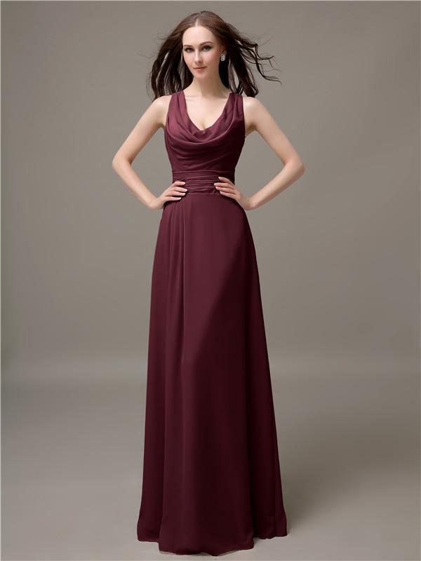 A-line Jewel Neck Floor-length Bridesmaid Dresses