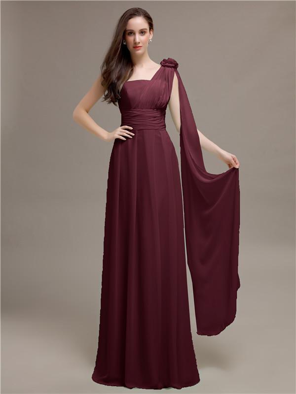 One-shoulder Appliques Chiffon Bridesmaid Dresses