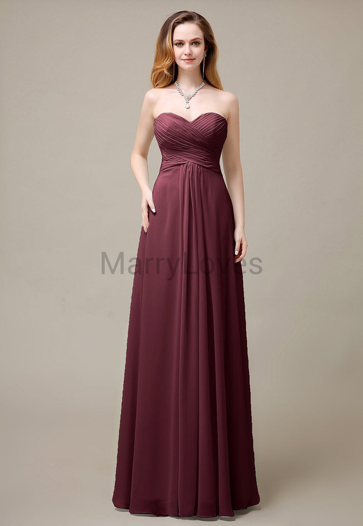 Cross-Pleated Chiffon Bridesmaid Dress with Sweetheart