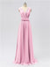 V Neck Chiffon Floor Length Bridesmaid Dresses