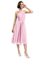 Criss-cross Halter Tea-length Bridesmaid Dresses