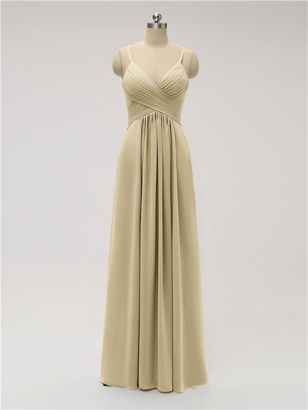 Spaghetti Strap Chiffon Floor Length Bridesmaid Dresses