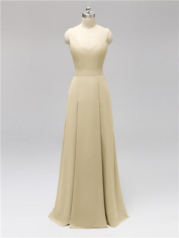 V Neck Floor Length Bridesmaid Dresses