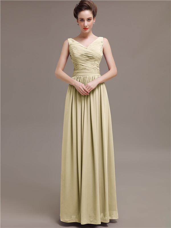 V-Neck Pleats Chiffon Bridesmaid Dresses