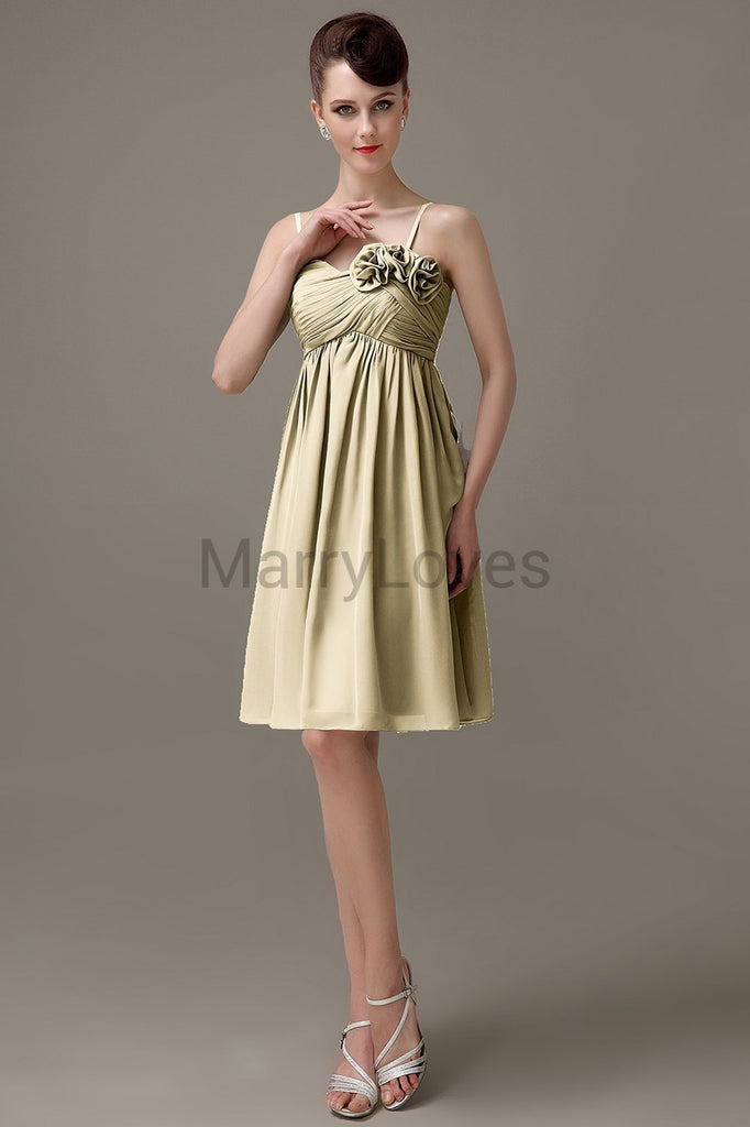 Spaghetti Strap Chiffon Short Bridesmaid Dresses