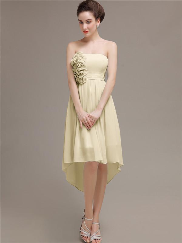 Strapless High Low Chiffon Bridesmaid Dresses