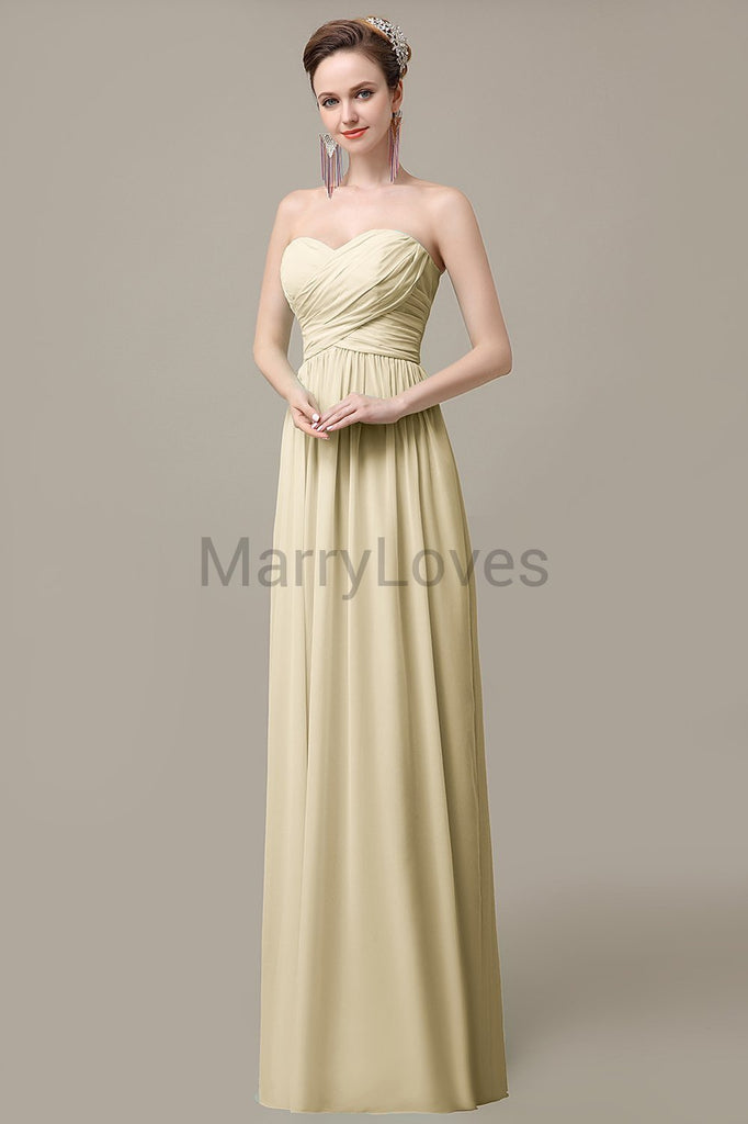 Sweetheart Chiffon Long Bridesmaid Dresses