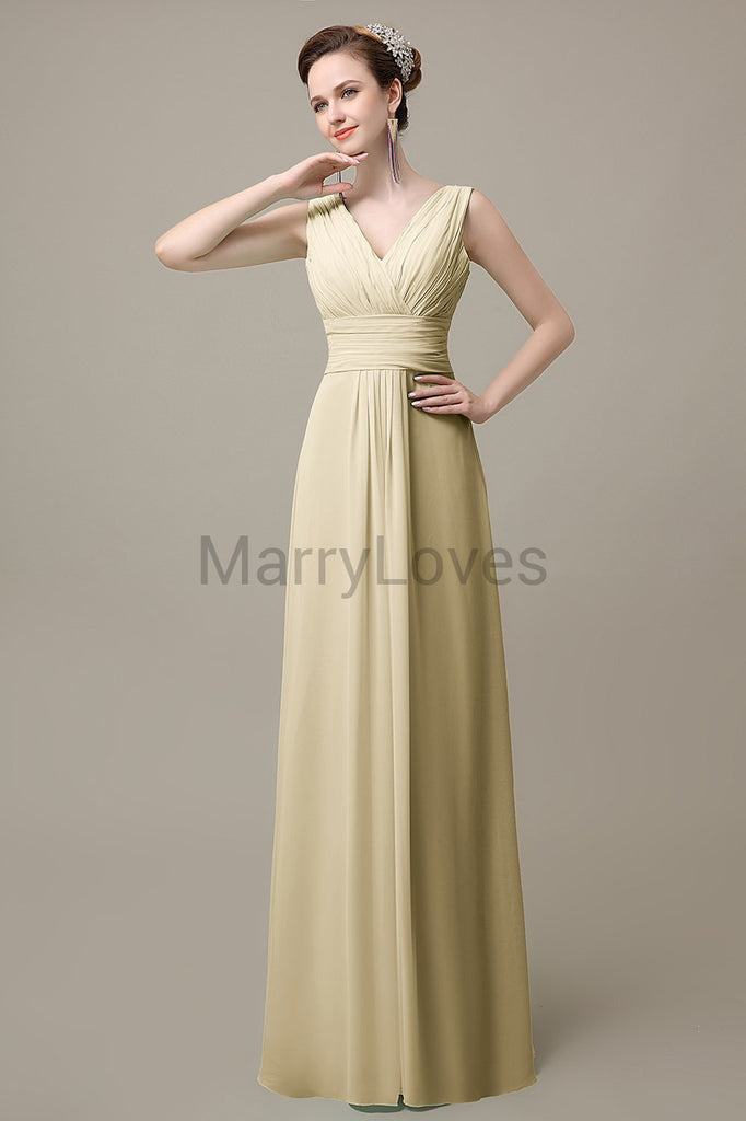 V-Neck Sleeveless Chiffon Bridesmaid Dresses