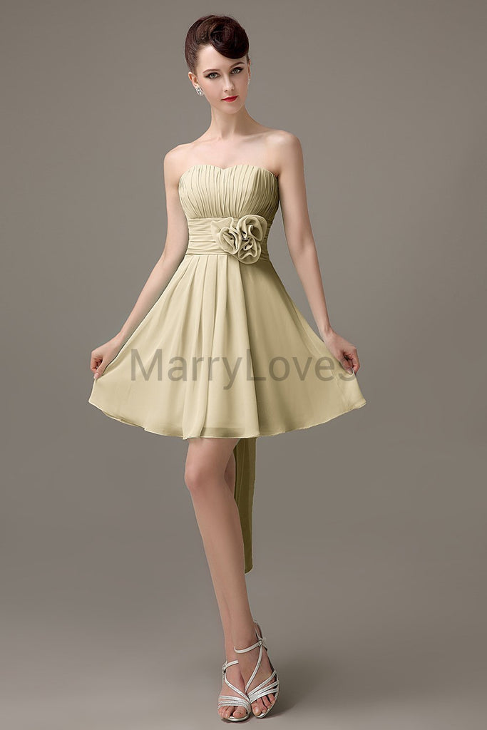 Strapless Pleats Chiffon Bridesmaid Dresses