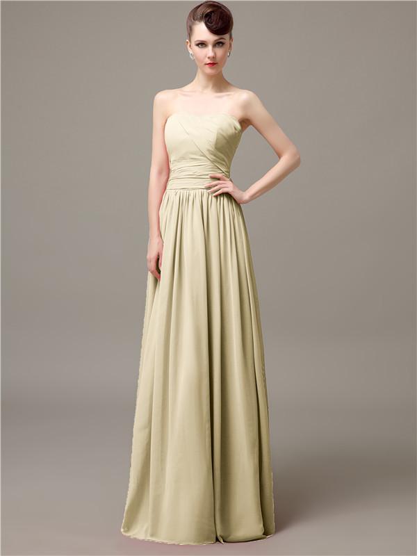 Strapless Pleats Chiffon Bridesmaid Dresses