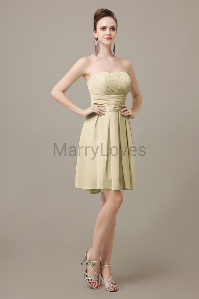 Strapless Pleats Sweetheart Bridesmaid Dresses