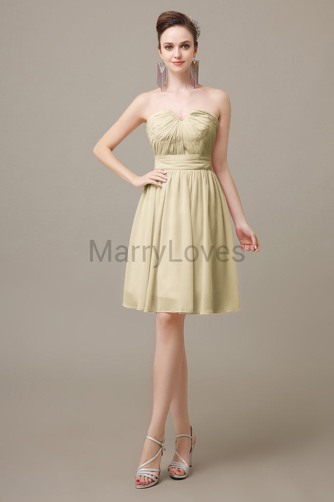 Sweetheart Neck Knee Length Chiffon Bridesmaid Dresses