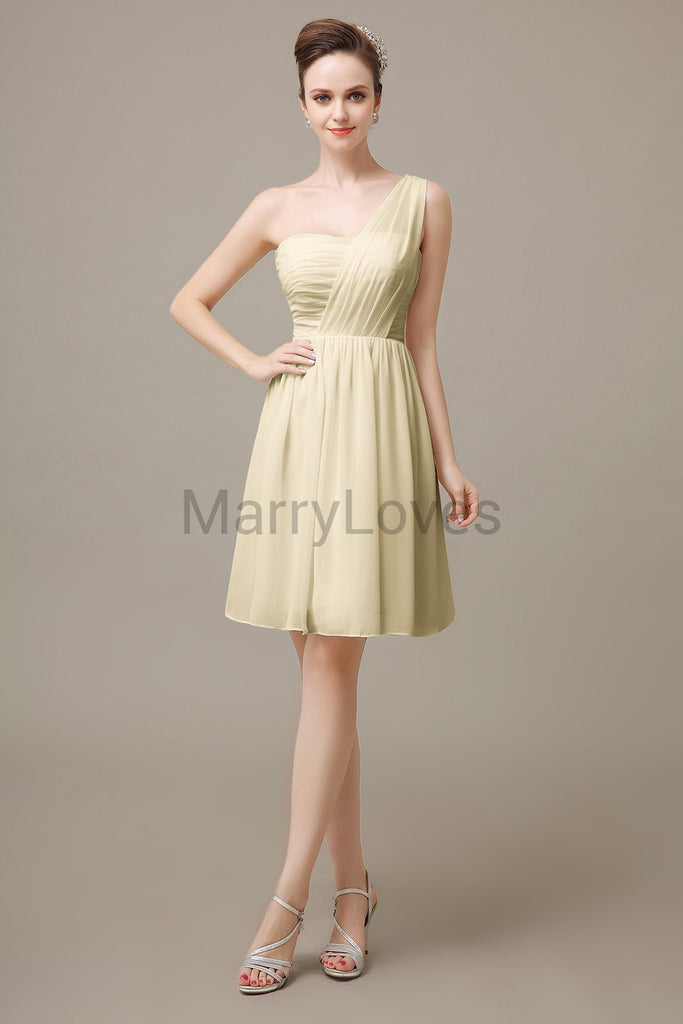 One shoulder Pleats Chiffon Bridesmaid Dresses