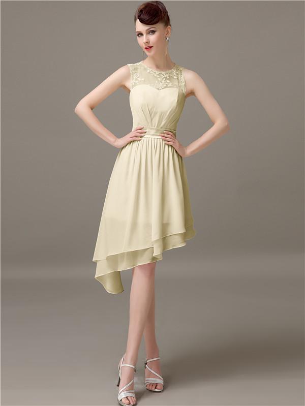 Illusion Short A-Line Bridesmaid Dresses