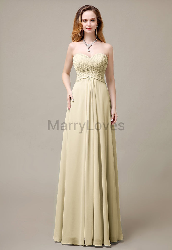 Cross-Pleated Chiffon Bridesmaid Dress with Sweetheart