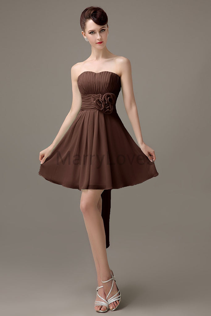 Strapless Pleats Chiffon Bridesmaid Dresses