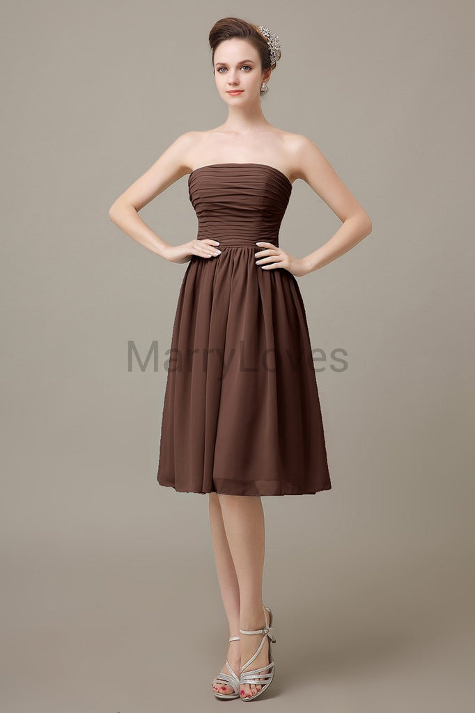 Strapless Pleats Short Bridesmaid Dresses