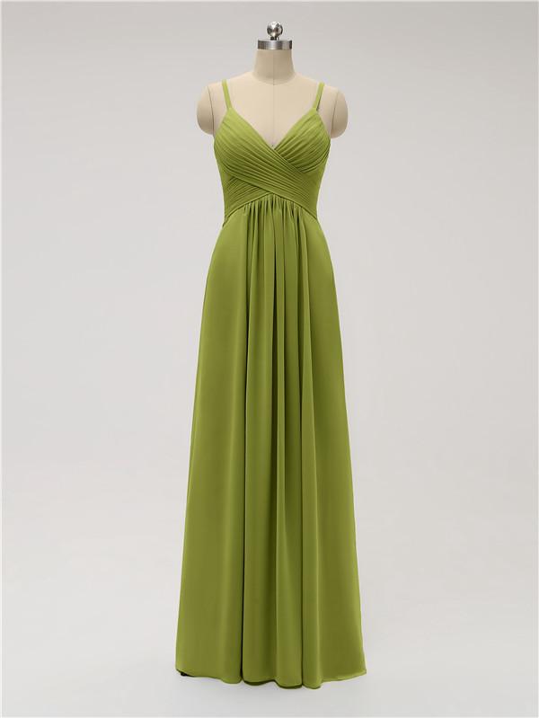 Spaghetti Strap Chiffon Floor Length Bridesmaid Dresses