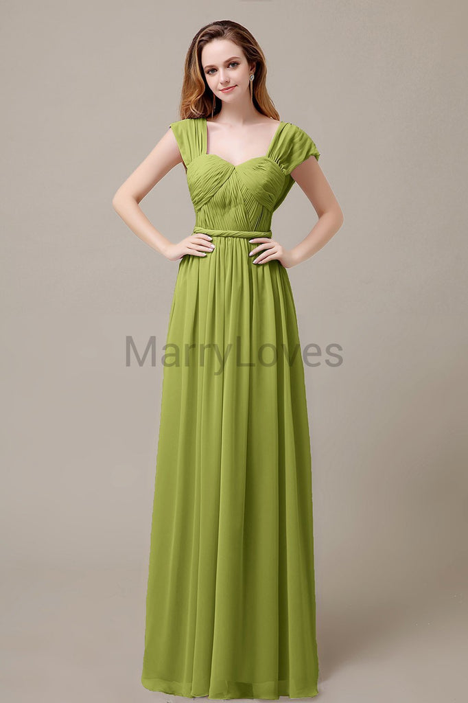 Floor Length Chiffon Bridesmaid Dresses with Pleated