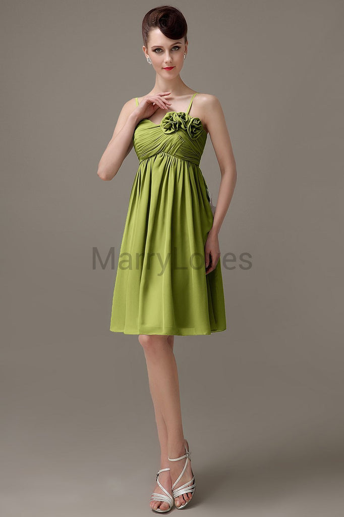 Spaghetti Strap Chiffon Short Bridesmaid Dresses