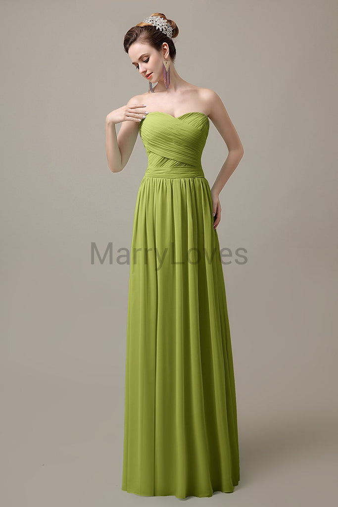 Sweetheart Pleats Chiffon Bridesmaid Dresses