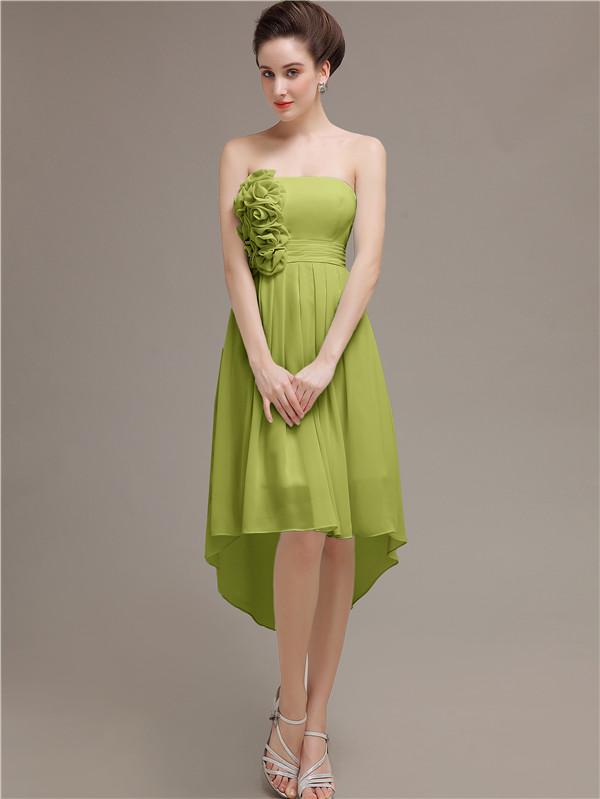 Strapless High Low Chiffon Bridesmaid Dresses