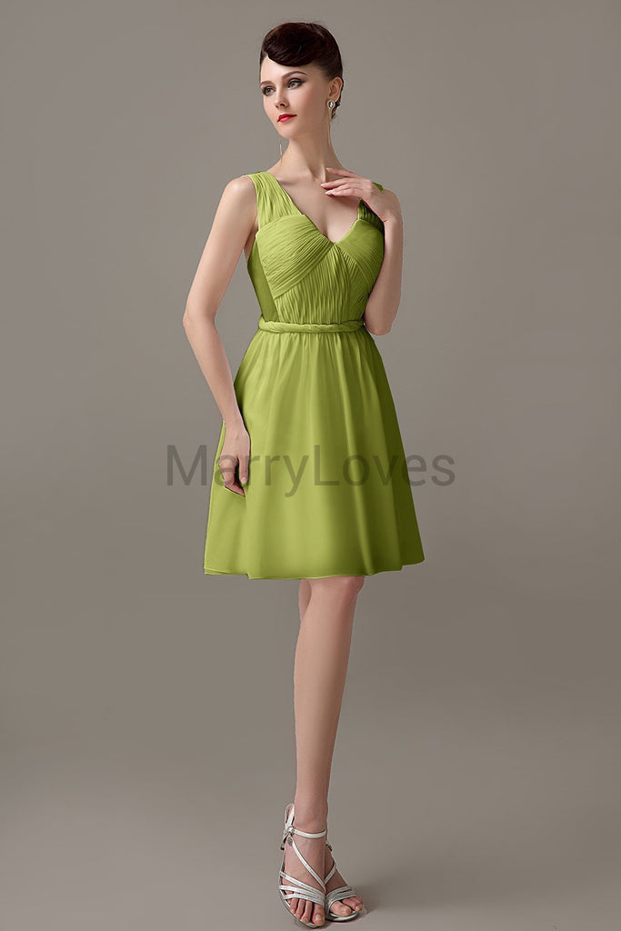 V-neck Chiffon Short Bridesmaid Dresses