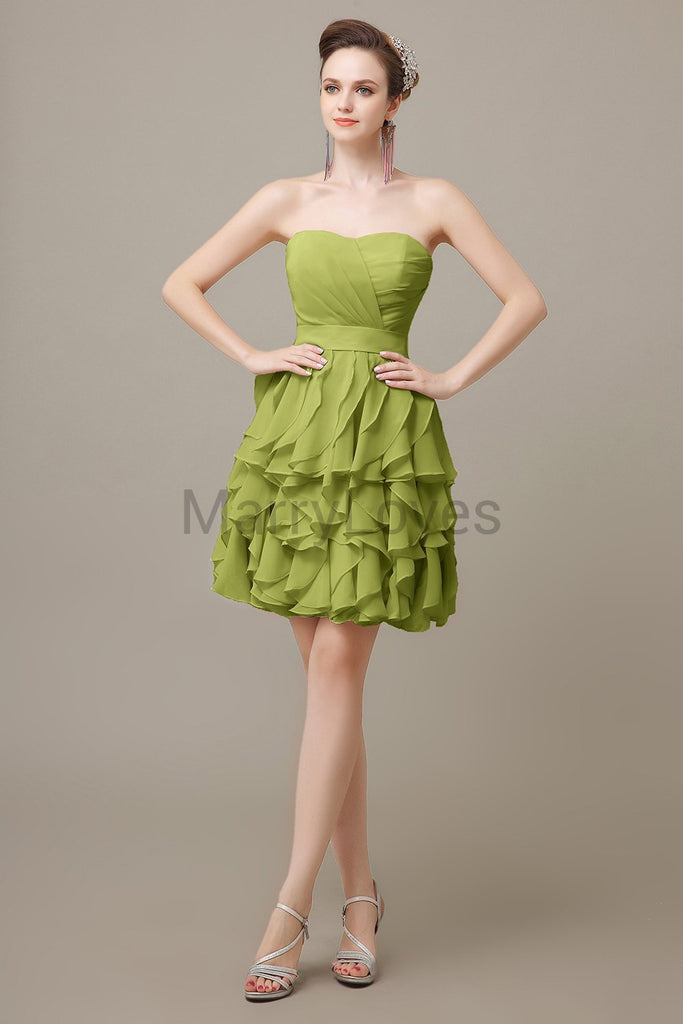 Sweetheart Ruffles Short Bridesmaid Dresses