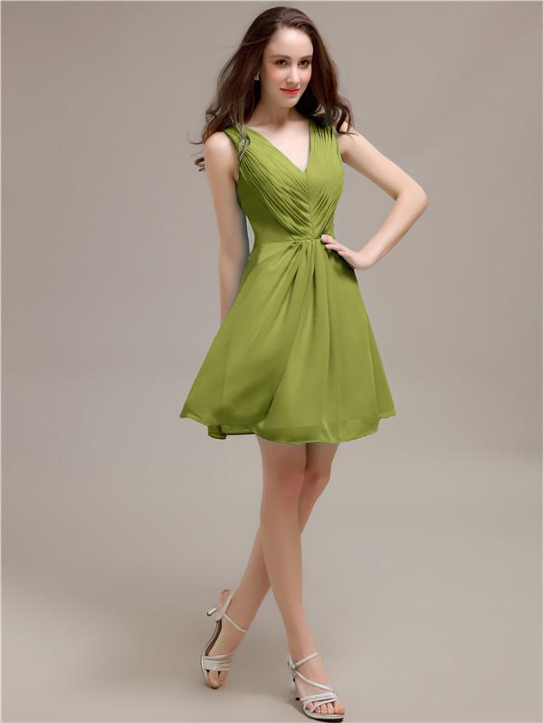 V-Neck Short A-Line Bridesmaid Dresses