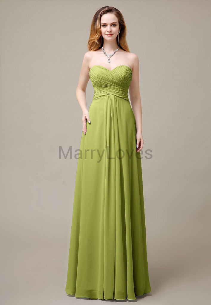 Cross-Pleated Chiffon Bridesmaid Dress with Sweetheart