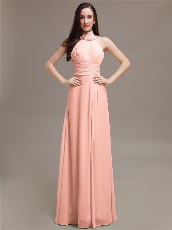 High Neck Chiffon Bridesmaid Dresses