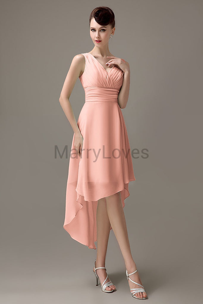 V-Neck Pleated Chiffon Bridesmaid Dresses