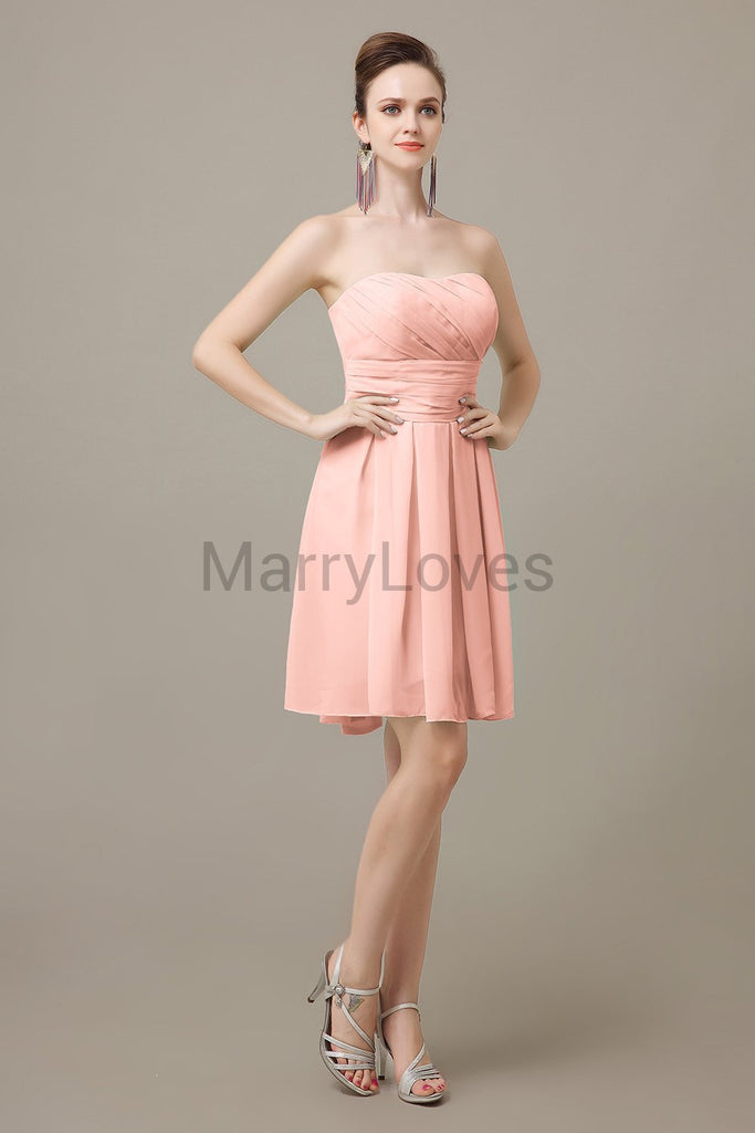 Strapless Pleats Sweetheart Bridesmaid Dresses