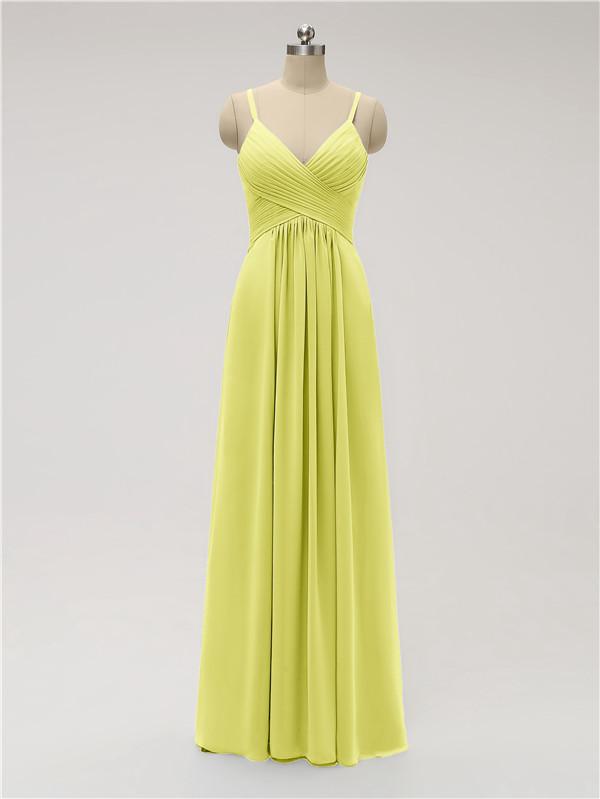 Spaghetti Strap Chiffon Floor Length Bridesmaid Dresses