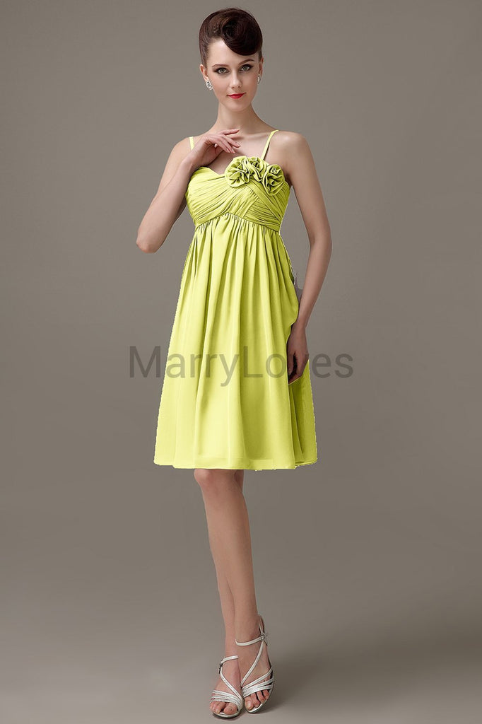 Spaghetti Strap Chiffon Short Bridesmaid Dresses