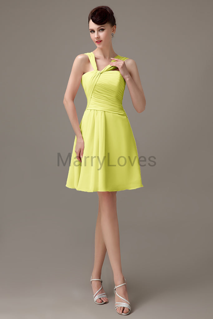 Cross Neck Chiffon Bridesmaid Dresses