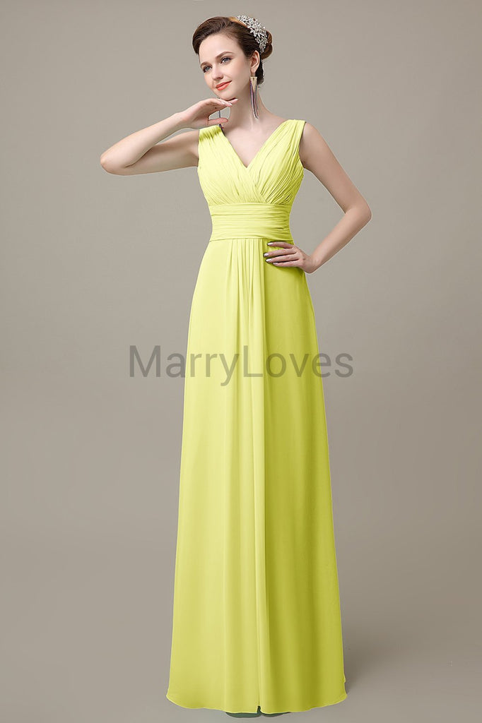 V-Neck Sleeveless Chiffon Bridesmaid Dresses