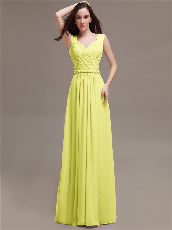 Straps Pleats Chiffon Bridesmaid Dresses