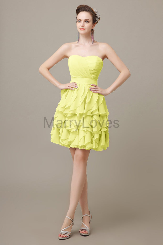 Sweetheart Ruffles Short Bridesmaid Dresses