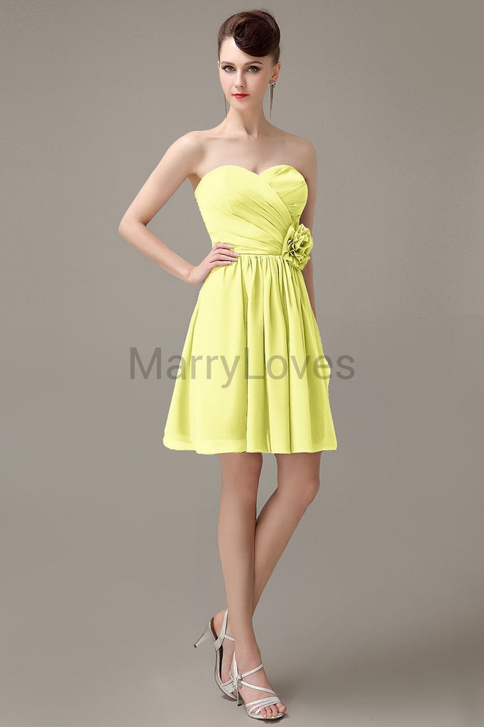 Sweetheart Chiffon Short Bridesmaid Dresses