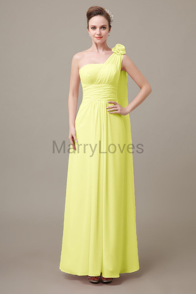 One Shoulder Long Chiffon Bridesmaid Dresses